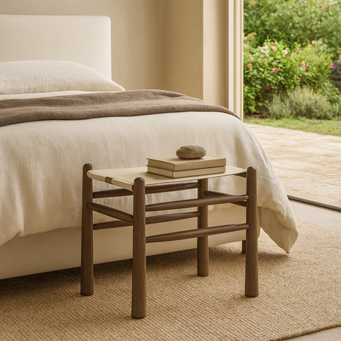 Faye Beige Vegan Leather Upholstered Bench, 1 Piece (Style 2)