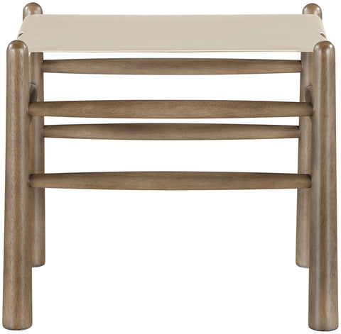 Faye Beige Vegan Leather Upholstered Bench, 1 Piece (Style 2)