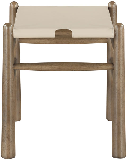 Faye Beige Vegan Leather Upholstered Bench, 1 Piece (Style 2)