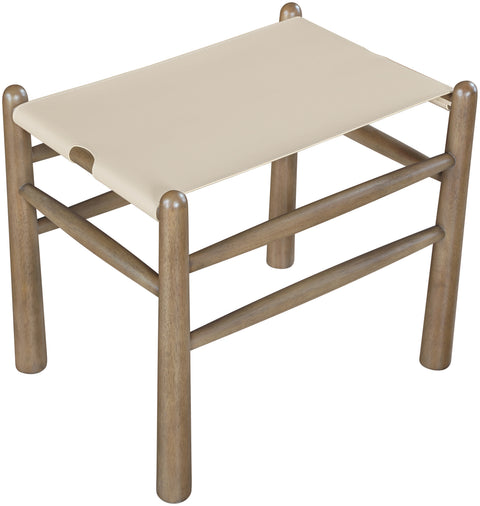 Faye Beige Vegan Leather Upholstered Bench, 1 Piece (Style 2)