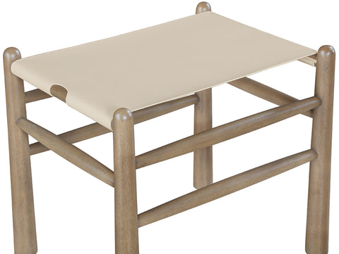 Faye Beige Vegan Leather Upholstered Bench, 1 Piece (Style 2)