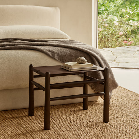 Faye Brown Vegan Leather Upholstered Bench, 1 Piece (Style 2)