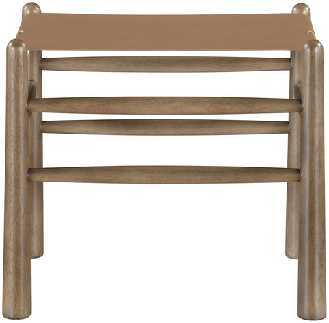Faye Brown Vegan Leather Upholstered Bench, 1 Piece (Style 2)