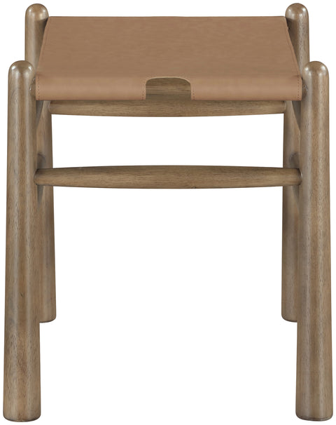 Faye Brown Vegan Leather Upholstered Bench, 1 Piece (Style 2)