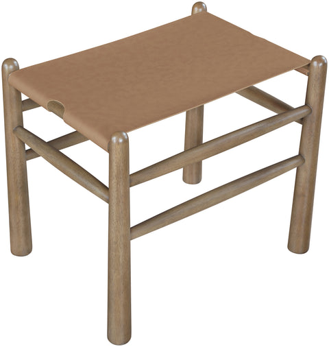 Faye Brown Vegan Leather Upholstered Bench, 1 Piece (Style 2)