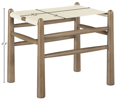 Faye Cream Vegan Leather Upholstered Bench, 1 Piece (Style 2)