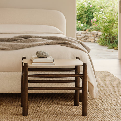 Faye Cream Vegan Leather Upholstered Bench, 1 Piece (Style 2)