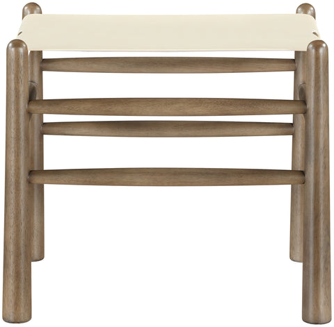 Faye Cream Vegan Leather Upholstered Bench, 1 Piece (Style 2)