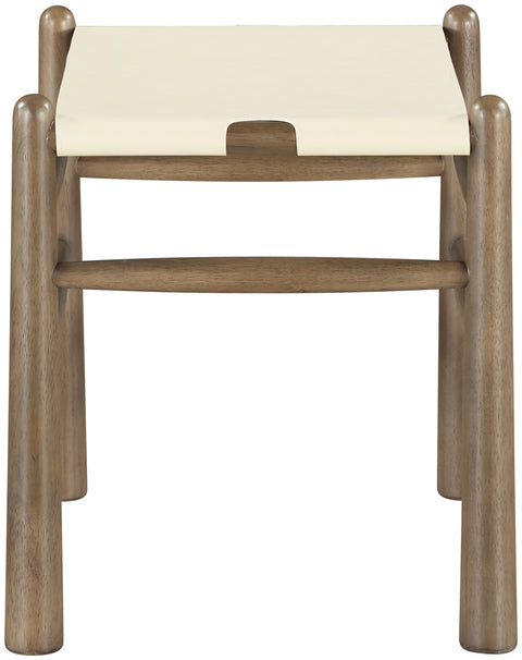 Faye Cream Vegan Leather Upholstered Bench, 1 Piece (Style 2)
