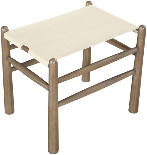 Faye Cream Vegan Leather Upholstered Bench, 1 Piece (Style 2)