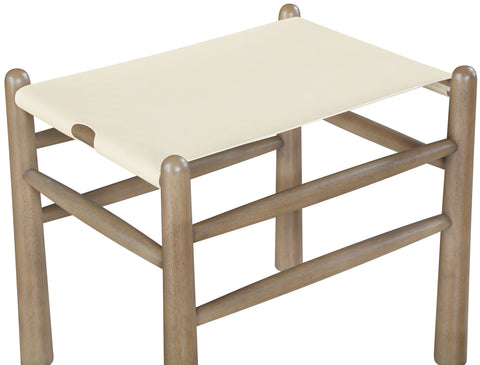 Faye Cream Vegan Leather Upholstered Bench, 1 Piece (Style 2)