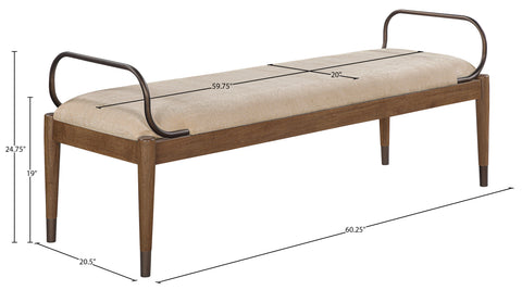 Harper Beige Fabric Upholstered Bench, 1 Piece