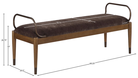 Harper Brown Fabric Upholstered Bench, 1 Piece