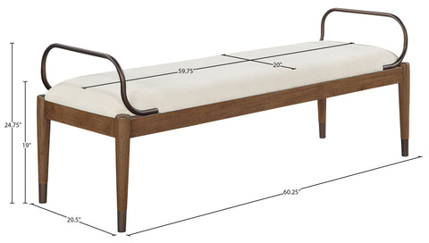 Harper Cream Fabric Upholstered Bench, 1 Piece
