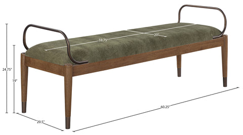 Harper Green Fabric Upholstered Bench, 1 Piece