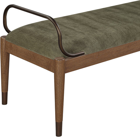 Harper Green Fabric Upholstered Bench, 1 Piece