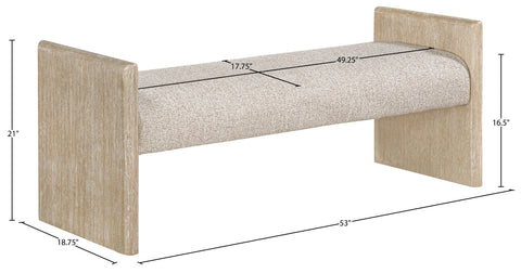Opal Beige Fabric Upholstered Bench, 1 Piece