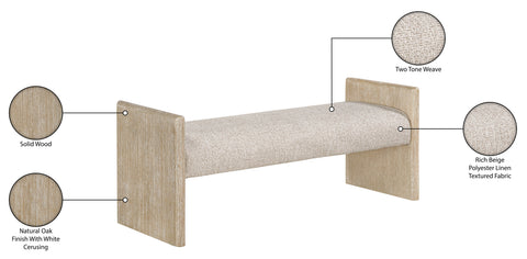 Opal Beige Fabric Upholstered Bench, 1 Piece