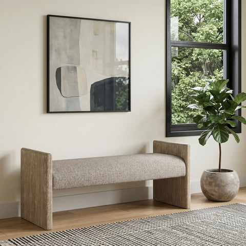 Opal Beige Fabric Upholstered Bench, 1 Piece