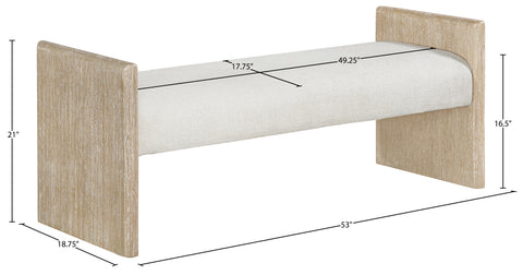 Opal Cream Fabric Upholstered Bench, 1 Piece