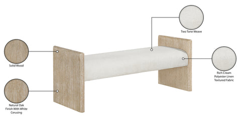Opal Cream Fabric Upholstered Bench, 1 Piece