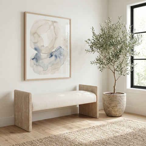 Opal Cream Fabric Upholstered Bench, 1 Piece