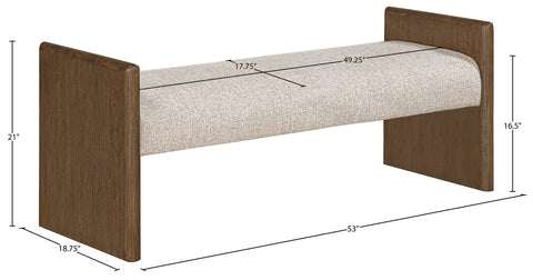 Opal Beige Fabric Upholstered Bench, 1 Piece (Style 2)