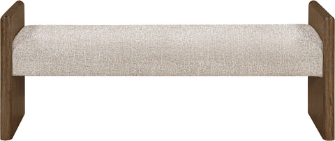 Opal Beige Fabric Upholstered Bench, 1 Piece (Style 2)