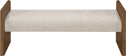 Opal Beige Fabric Upholstered Bench, 1 Piece (Style 2)