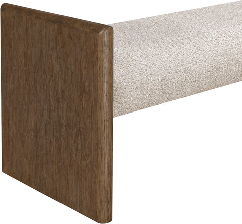 Opal Beige Fabric Upholstered Bench, 1 Piece (Style 2)