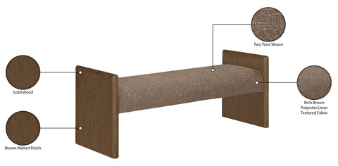 Opal Brown Fabric Upholstered Bench, 1 Piece