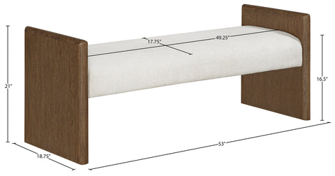 Opal Cream Fabric Upholstered Bench, 1 Piece (Style 2)