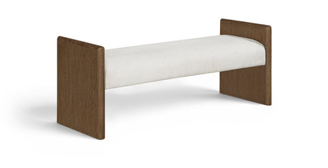 Opal Cream Fabric Upholstered Bench, 1 Piece (Style 2)