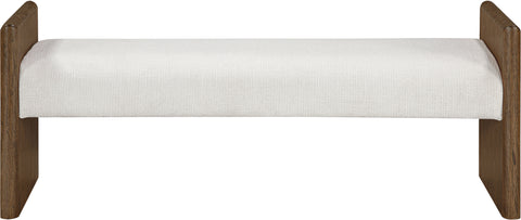 Opal Cream Fabric Upholstered Bench, 1 Piece (Style 2)