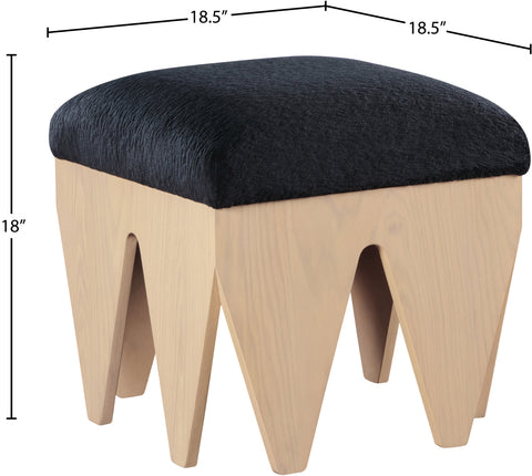 Veda Black Velour Fur Fabric Upholstered Bench, 1 Piece