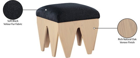 Veda Black Velour Fur Fabric Upholstered Bench, 1 Piece