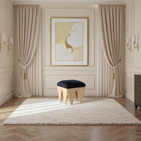 Veda Black Velour Fur Fabric Upholstered Bench, 1 Piece