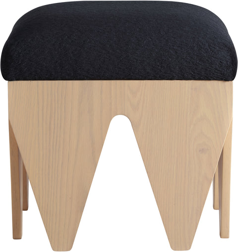 Veda Black Velour Fur Fabric Upholstered Bench, 1 Piece