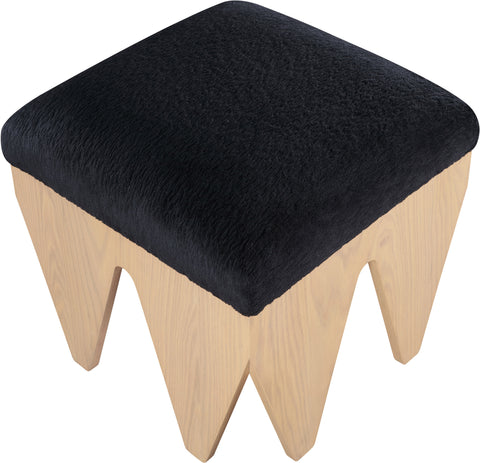 Veda Black Velour Fur Fabric Upholstered Bench, 1 Piece