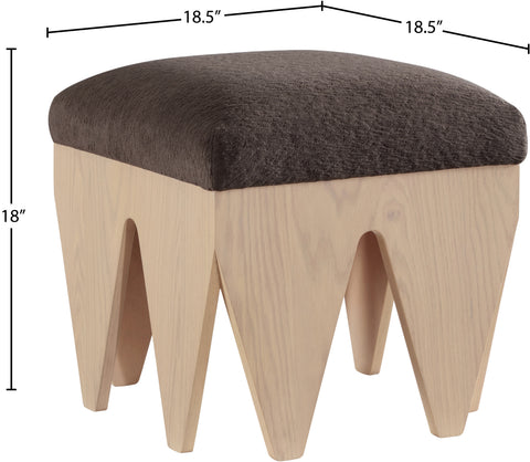 Veda Brown Velour Fur Fabric Upholstered Bench, 1 Piece