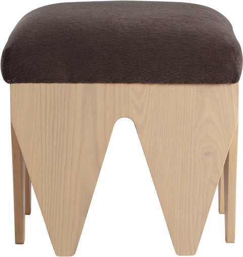 Veda Brown Velour Fur Fabric Upholstered Bench, 1 Piece