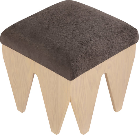 Veda Brown Velour Fur Fabric Upholstered Bench, 1 Piece
