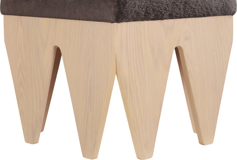 Veda Brown Velour Fur Fabric Upholstered Bench, 1 Piece