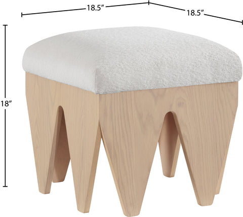 Veda Cream Velour Fur Fabric Upholstered Bench, 1 Piece
