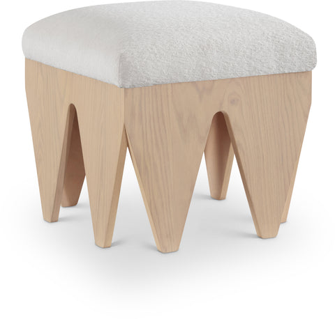 Veda Cream Velour Fur Fabric Upholstered Bench, 1 Piece