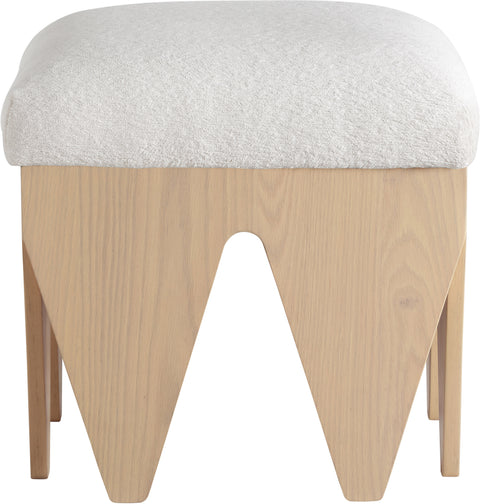 Veda Cream Velour Fur Fabric Upholstered Bench, 1 Piece