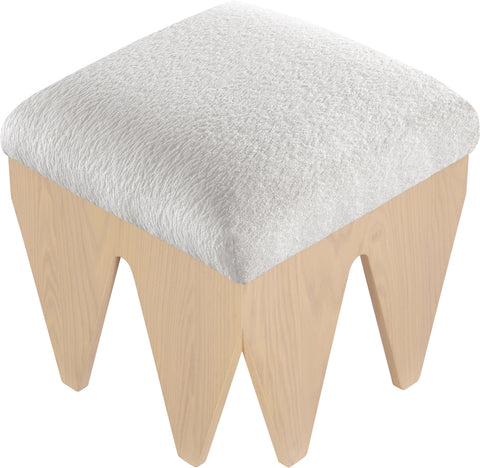 Veda Cream Velour Fur Fabric Upholstered Bench, 1 Piece