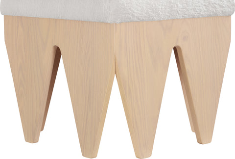 Veda Cream Velour Fur Fabric Upholstered Bench, 1 Piece