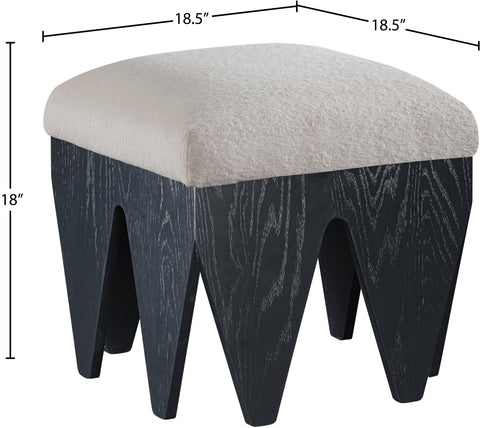 Veda Beige Velour Fur Fabric Upholstered Bench, 1 Piece