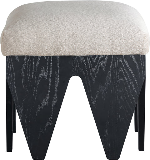 Veda Beige Velour Fur Fabric Upholstered Bench, 1 Piece